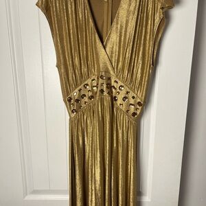 Newport News Gold Midi Dress with Embellishments